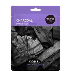 Тканевая маска для лица с древесным углём Facial Tissue Mask With Charcoal Extract