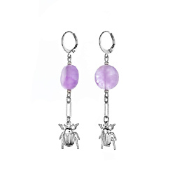 Серьги Iris, с аметистом и жуком