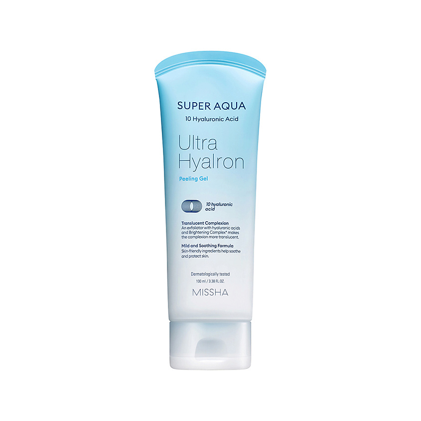 Изображение товара MISSHA Гель-скатка для лица SUPER AQUA ULTRA HYALRON отшелушивающий с гиалуроновой кислотой, 100 мл