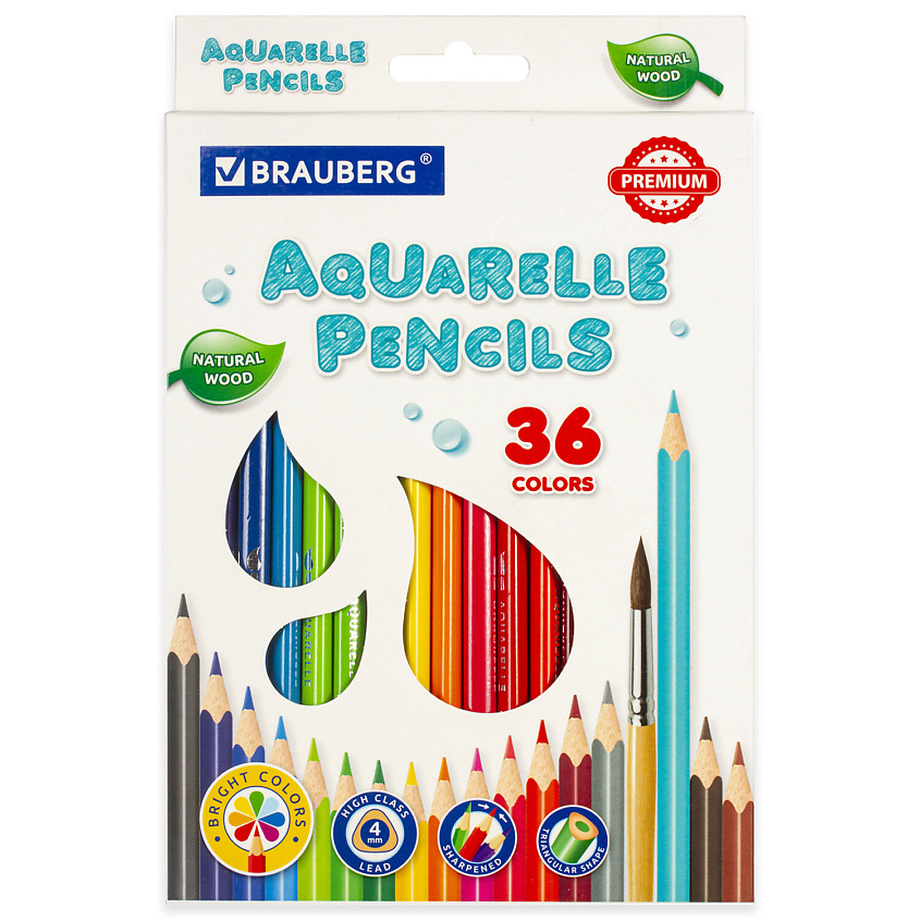 Изображение товара Цветные акварельные карандаши BRAUBERG PREMIUM AQUARELLE 1 шт