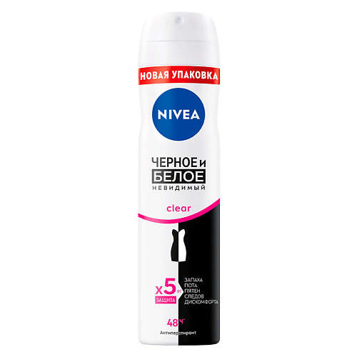 Дезодорант-спрей NIVEA Дезодорант-антиперспирант спрей Черное и Белое Невидимый Clear