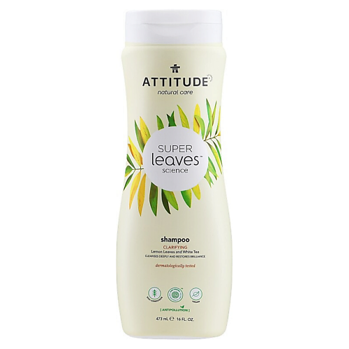 Шампунь для волос ATTITUDE Шампунь для глубокого очищения Super Leaves Clarifying Lemon Leaves & White Tea