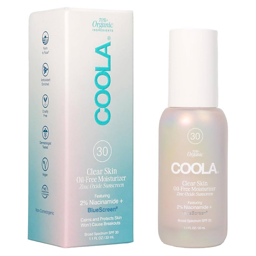 Солнцезащитный флюид для лица COOLA Солнцезащиточный флюид для лица Clear Skin Mineral Sunscreen SPF 30