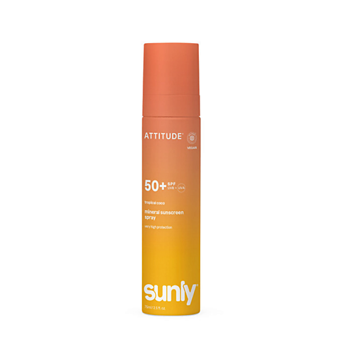 Солнцезащитный спрей для тела ATTITUDE Минеральный солнцезащитный спрей Sunly Tropical Coco SPF 50+
