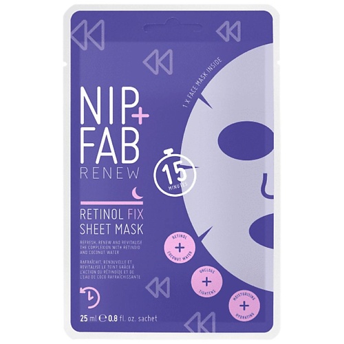 Маска для лица NIP&FAB Маска для лица тканевая с ретинолом Renew Retinol Fix Sheet Mask