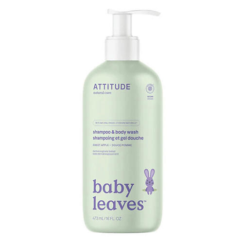 Шампунь для волос ATTITUDE Детский шампунь и гель для душа 2 в 1 Baby Leaves Sweet Apple