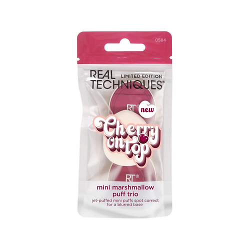 Спонж для нанесения макияжа REAL TECHNIQUES Набор спонжей Cherry On Top Mini Marshmallow Puff Trio
