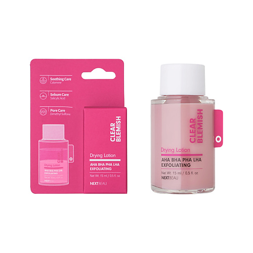 Тоник для лица NEXTBEAU Подсушивающий лосьон для лица CLEAR BLEMISH точечного применения от прыщей с AHA BHA PHA
