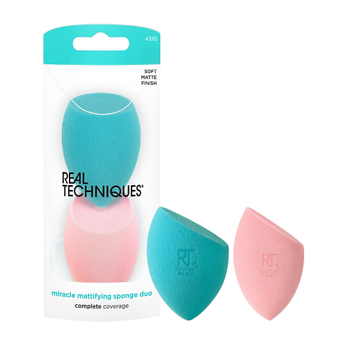 Спонж для нанесения макияжа REAL TECHNIQUES Набор спонжей Miracle Mattifying Makeup Sponge Duo