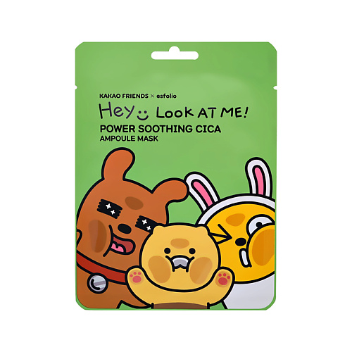 Маска для лица ESFOLIO Маска для лица KAKAO FRIENDS Super Power Soothing Cica с центеллой азиатской (успокаивающая)