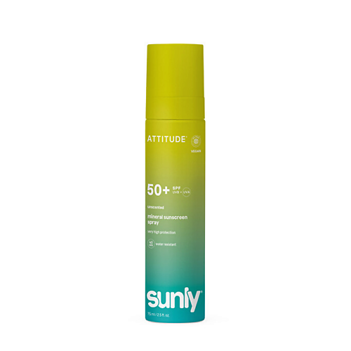 Солнцезащитный спрей для тела ATTITUDE Минеральный солнцезащитный спрей Sunly Unscented SPF 50+