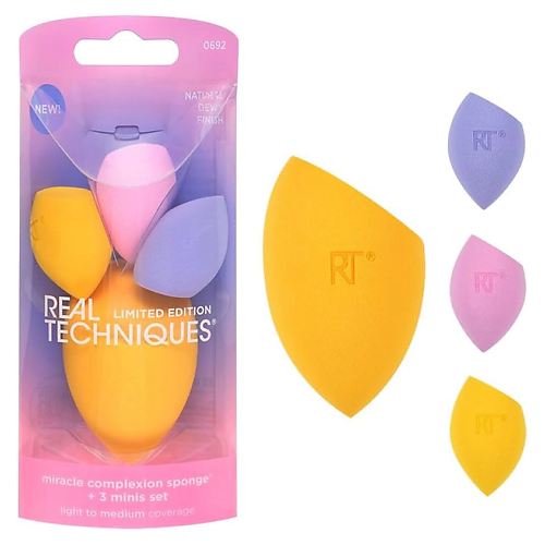 Спонж для нанесения макияжа REAL TECHNIQUES Набор спонжей Miracle Complexion Sponge + Miracle Complexion Sponge Mini