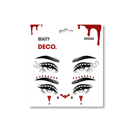 Наклейки для лица DECO. Кристаллы для лица и тела SCARY by Miami Tattoos (Bat Look)