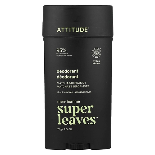Дезодорант-стик ATTITUDE Дезодорант Super Leaves Matcha & Bergamot