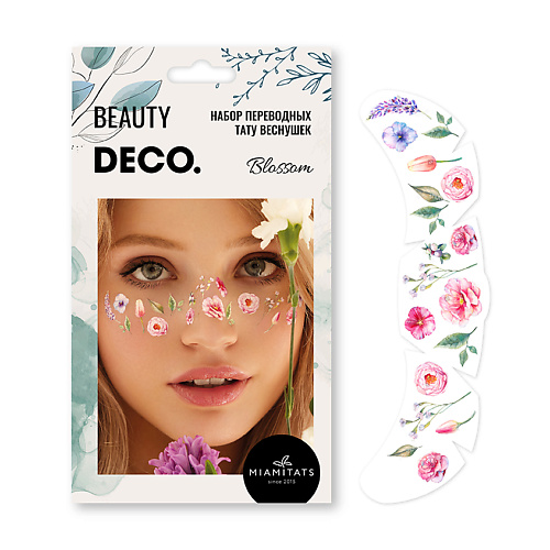 Наклейки для лица DECO. Набор переводных тату-веснушек FLORAL by Miami tattoos (Blossom)