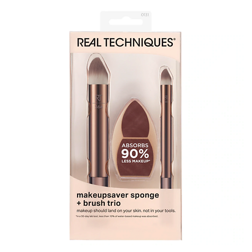 Набор кистей REAL TECHNIQUES Набор кистей и спонжей Makeupsaver Sponge + Brush Trio