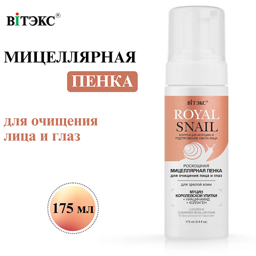 Пенка для снятия макияжа ВИТЭКС Пенка для очищения лица и глаз Мицеллярная ROYAL SNAIL