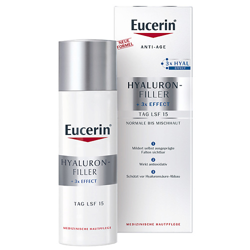 Крем для лица EUCERIN Антивозрастной крем для ухода за нормальной и комбинированной кожей Hyaluron-Filler SPF 15