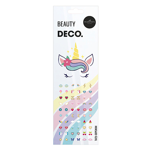 Наклейки для лица DECO. Тату-сережки STICK ON EARINGS by Miami tattoos переводная (unicorn)