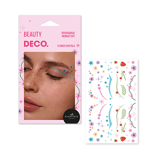 Наклейки для лица DECO. Набор мейк-ап тату для лица FAIRYCORE by Miami tattoos (flower fairytale)