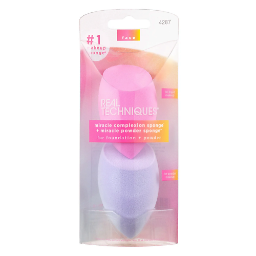 BB крем для лица REAL TECHNIQUES Набор спонжей Chroma Miracle Complexion Sponge & Miracle Powder Sponge
