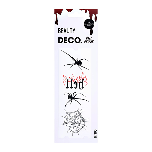 Тату DECO. Набор переводных татуировок для тела SCARY by Miami Tattoos переводная (Hell Spider)