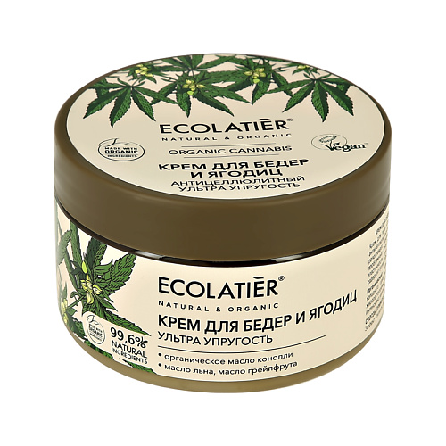 Крем для тела ECOLATIER Ecolatier Крем для бедер и ягодиц ORGANIC CANNABIS Ультра упругость (антицеллюлитный)