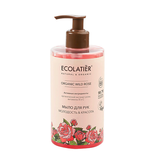 Мыло жидкое для умывания ECOLATIER Ecolatier Мыло для рук ORGANIC WILD ROSE Молодость & Красота