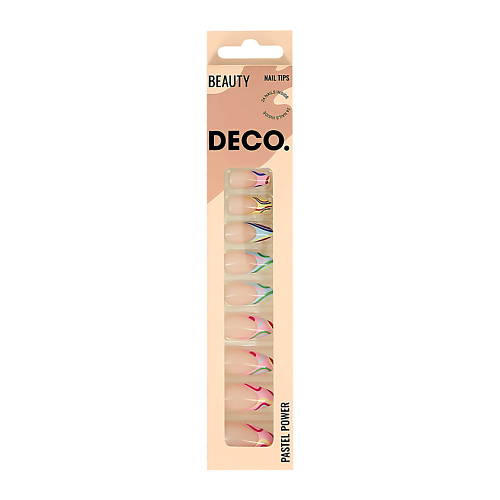 Накладные ногти DECO. Набор накладных ногтей PASTEL POWER french