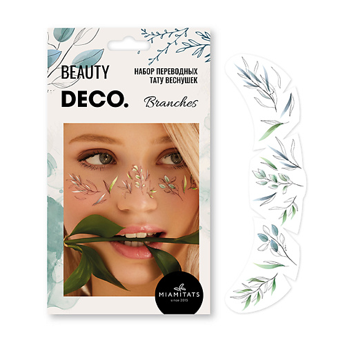 Наклейки для лица DECO. Набор переводных тату-веснушек FLORAL by Miami tattoos (Branches)