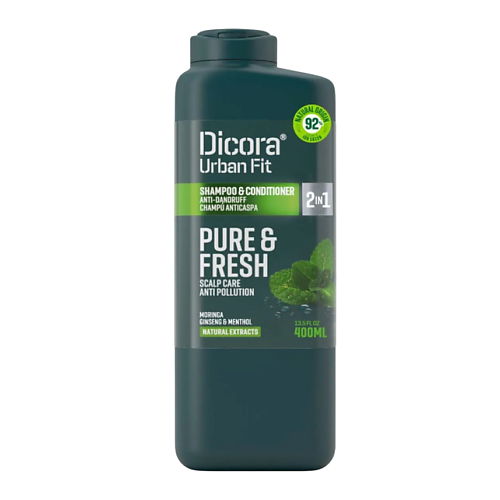 

DICORA URBAN FIT Шампунь от перхоти для жирной кожи головы 2 в 1 кондиционер для волос 400, Шампунь от перхоти для жирной кожи головы 2 в 1 кондиционер для волос