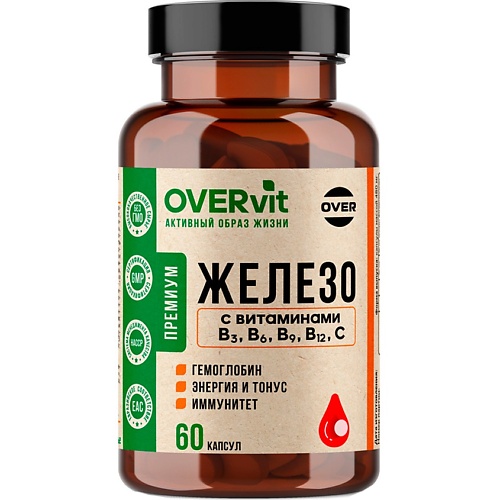 БАД к пище "Железо с витаминами В3, В6, В9, В12, С" OVERvit