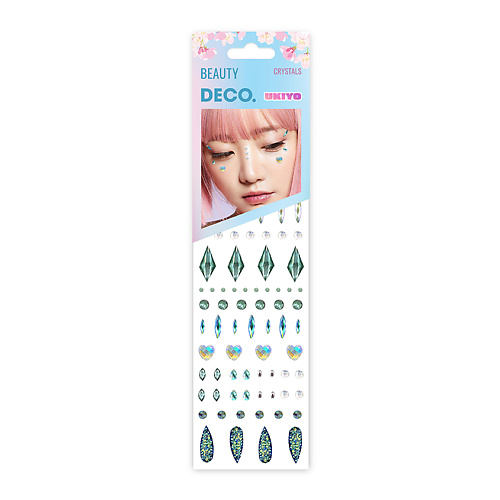 Наклейки для лица DECO. Кристаллы для лица и тела UKIYO by Miami Tattoos (Green Chic)