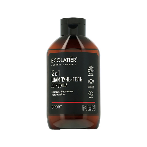 Гель для душа ECOLATIER Ecolatier Шампунь-гель для душа MEN Sport 2в1 с экстрактом бергамота и маслом лайма