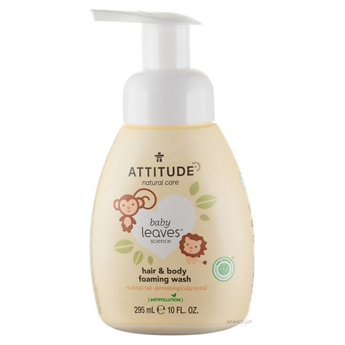 Пенка для душа ATTITUDE Детская пенка для волос и тела 2 в 1 Baby Leaves Pear Nectar
