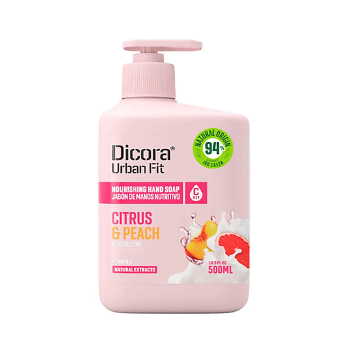 

DICORA URBAN FIT Жидкое мыло для рук Vitamin С Цитрусовые и Персик 500, Жидкое мыло для рук Vitamin С Цитрусовые и Персик