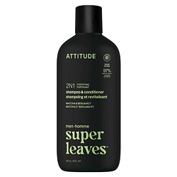 Шампунь и кондиционер 2 в 1 Super Leaves Men Matcha & Bergamot