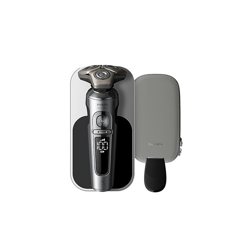 Изображение товара PHILIPS Электробритва Series 9000 Prestige SP9871 + Чехол + Триммер + Беспроводная зарядка Qi, Цвет: серебряный, черный