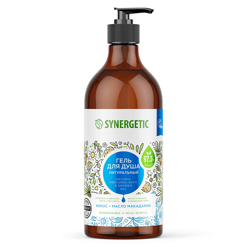 Изображение товара SYNERGETIC Гель для душа Кокос и масло макадамии 750 мл