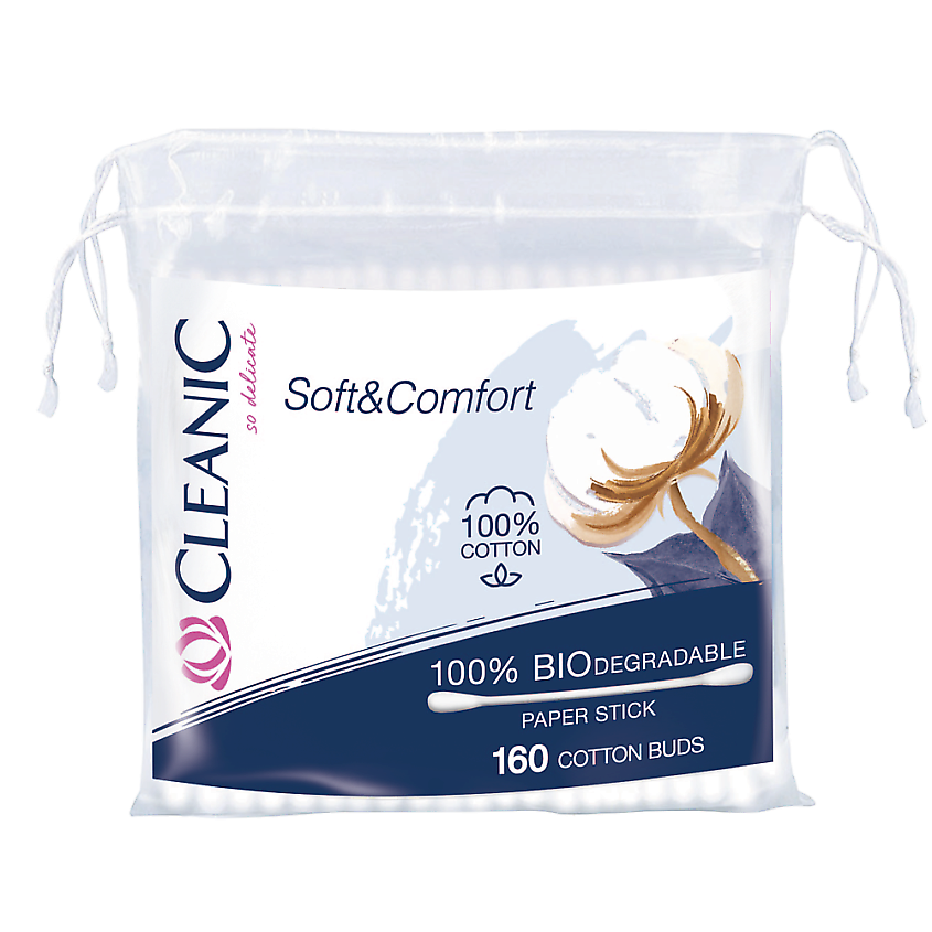 Изображение товара Гигиенические ватные палочки Cleanic Soft&Comfort 160 шт для взрослых и детей Изображение товара Гигиенические ватные палочки Cleanic Soft&Comfort 160 шт для взрослых и детей