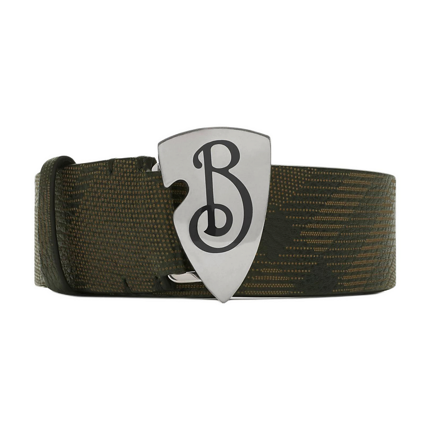 Изображение товара BURBERRY Ремень B Shield Checked Belt, Зеленый, коричневый Изображение товара BURBERRY Ремень B Shield Checked Belt, Зеленый, коричневый