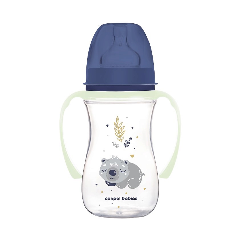 Изображение товара Бутылочка для кормления Sleepy Koala Canpol babies 240 мл антиколиковая Светящиеся ручки