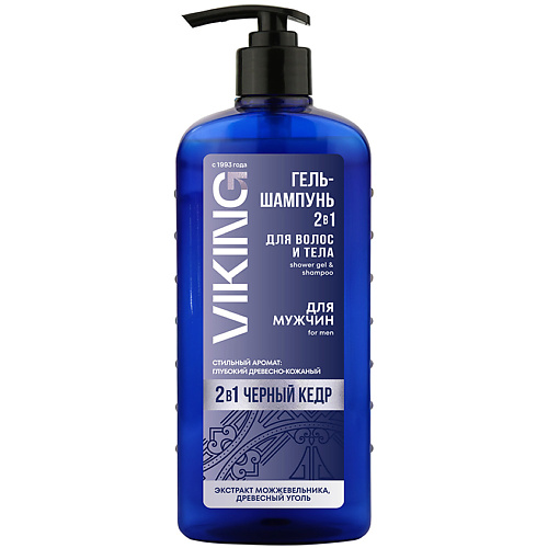 VIKING Гель-шампунь для волос и тела 2 в 1 Черный Кедр Shower Gel & Shampoo For Men 650