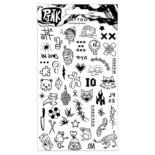 Тату P.INK Наклейки-тату переводные Минимализм Черный