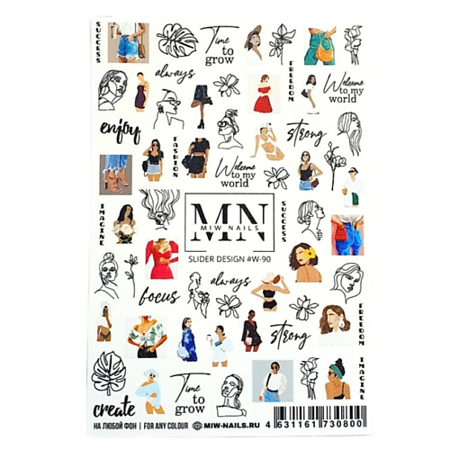 Слайдеры MIW NAILS Слайдеры наклейки для ногтей маникюра на любой фон девушки стиль