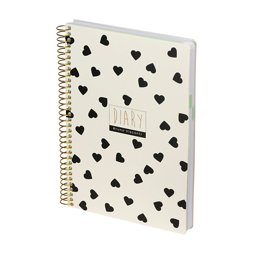 Ежедневник BRUNO VISCONTI ЕЖЕДНЕВНИК CUTE DIARY Black&White.Сердечки