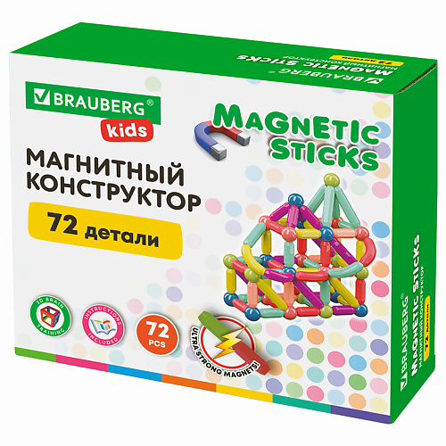 

BRAUBERG Магнитный конструктор MAGNETIC STICKS, 72 магнитные детали, KIDS, Магнитный конструктор MAGNETIC STICKS, 72 магнитные детали, KIDS