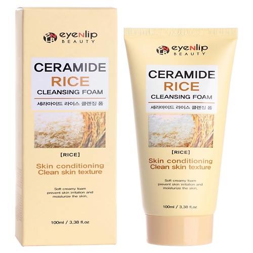 Пенка для снятия макияжа EYENLIP FOAM Пенка для лица с рисом CERAMIDE RICE CLEANSING FOAM