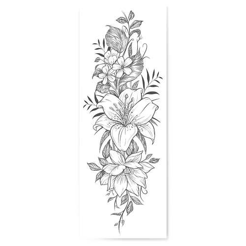 Наклейки для тела PRINT FACTORY Временная Переводная Татуировка Цветы-Лилия