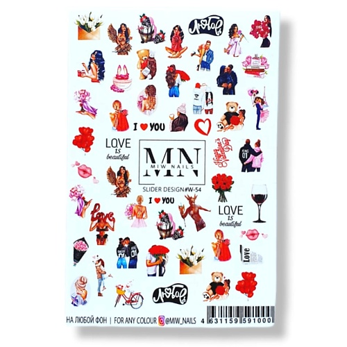 Слайдеры MIW NAILS Слайдер дизайн для ногтей девушки любовь